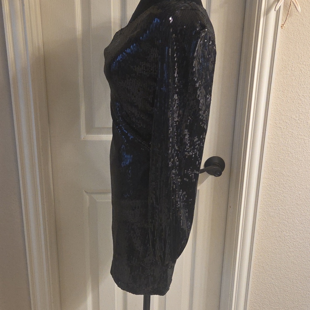 One-Shoulder Black Sequin Dress NWT - Picture 12 of 16